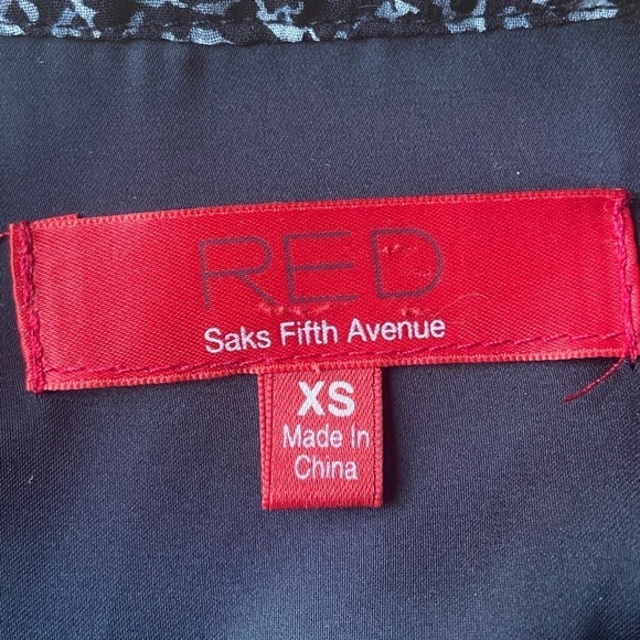 Saks Fifth Avenue Black White Gray Patterned Classy Long Sleeve Tie Waist Dress - Picture 11 of 14